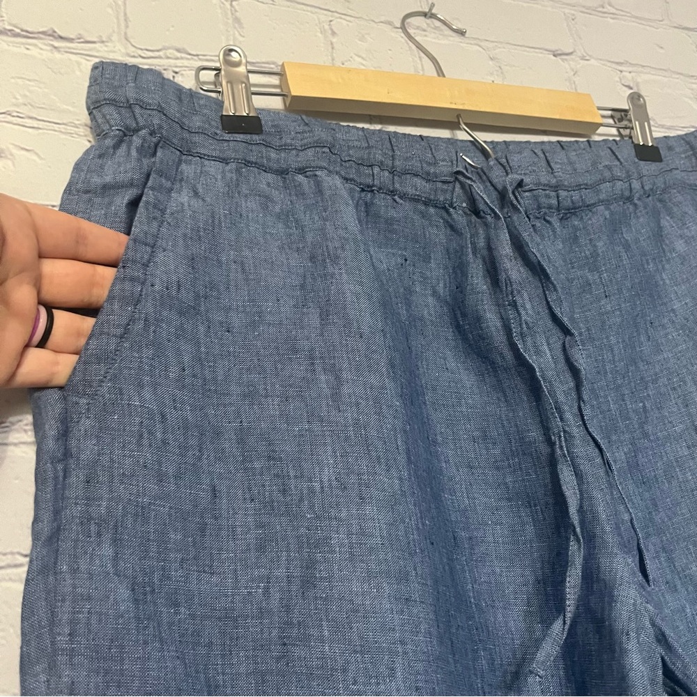 Charter Club 100% Linen Straight Leg Pants Sz Large Pull-on Elastic Waist Beach - Picture 4 of 8